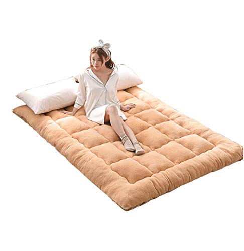 Trapuntato materasso futon pieghevole ipoallergenico Perfetto regalo per la mamma papà marito moglie Dormitorio di materasso morbido spessore studente giapponese-marrone chiaro 180x200cm(71x79inch)