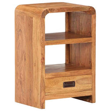 Dioche Comodino con 1 cassetto in legno di acacia massiccio, design industriale, 40 x 30 x 60 cm, finitura in palissandro