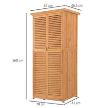 Outsunny Capanno per Attrezzi e Utensili da Giardino con 4 Scompartimenti in Legno di Abete Impermeabile 87x46.5x160cm