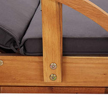 Festnight Lettino Prendisole Pieghevole Reclinabile in Legno Massello di Acacia/Sedie a Sdraio con Cuscino e 2 Ruote 200 x 68 x 30-83 cm
