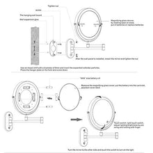 Com Specchio per Il Trucco, Montaggio a Parete Specchio per Il Trucco Illuminato a LED 10X Specchio cosmetico ingranditore a 360 ° Specchio per Il Trucco orientabile su Due Lati, alime