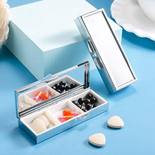 Haosell - 2 contenitori per pillole in acciaio inox, in metallo, con 3 scomparti, portatile, con specchio, vitamine, medicine, tablet, organizer per uso quotidiano e da viaggio