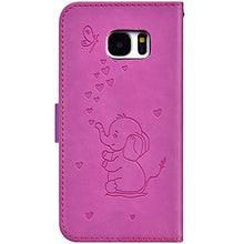 Robinsoni Custodia Compatibile con Samsung Galaxy S7 Case Portafoglio Cover Dumbo Stampato Libro Pelle PU Antiurto Case Wallet Taccuino Cover Libretto Cartone Animato Case Folio Flip Cover Rosa Rossa