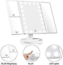 Specchio da bagno, anti-appannamento, specchio da Specchio da bagno a LED illuminato impermeabile, specchi Vanity da trucco TRI portatile con luci touch screen interruttore, rotazione da 180 ° da tavo