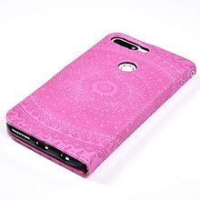 Herbests Cover Huawei Honor 7C/Huawei Y7 2018 Flip Case Custodia Portafoglio in Pelle Cover a Libro Custodia Mandala Brillantini Diamante Strass Case Cover con Funzione Stand,Rosso Viola
