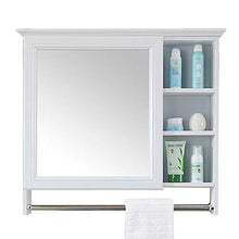 RXDP Armadietto a specchio da bagno, specchio da trucco rettangolare a parete, con armadio portasciugamani, 5 vani portaoggetti/A / 79CM / 1