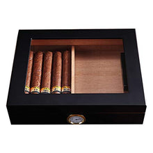 6 Sigari Humidor Dispositivo Di Raffreddamento Portatile Legno Di Cedro Cigar Idratante Governo Prospettiva Tetto Apribile Due Aree Di Stoccaggio Igrometro Esterno