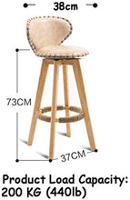 Yxsd Bar Stool pranza Sedia con Schienale e poggiapiedi Naturali Gambe in Legno massello con attenuato Pad Designer contemporanea for Office Lounge Pranzo Cucina (Color : Beige)