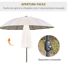 Outsunny Ombrellone da Giardino e Terrazza con Manovella, 18 Stecche e Testa Inclinabile, Ф255cm Bianco Crema
