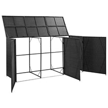 Oushome Copribidone Triplo Spazzatura Nero 229x78x120 cm in Polyrattan