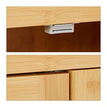 Relaxdays Mobile Armadietto LAMELL in bambù & MDF, Mobiletto Bagno, Lamellato, 2 Ante, 92x50x25 cm ca, Naturale, bambú, Marrone, 25x50x92 cm