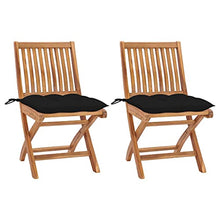vidaXL Sedie da Giardino 2 pz con Cuscini Neri in Massello di Teak