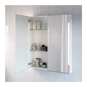 Ikea Storjorm - Armadietto a specchio con 2 ante e luce bianca 202.500.69, misura 31 1/2 x 15 1/2 x 87 3/4 "
