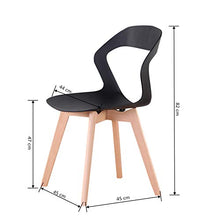 WV LeisureMaster - Set di 4 sedie da pranzo in materiale ABS, gambe in legno, sedie da ufficio, per sala da pranzo, soggiorno, 4 pezzi, colore: Nero