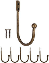 FUXXER® - Set di 6 ganci da parete per vestiti, ganci per asciugamani, in ottone anticato, 70 x 30 mm