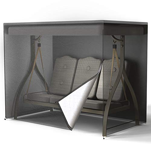 Telo per dondolo da giardino a 3 posti, impermeabile, copertura altalena antipolvere, telo di protezione in 210D Oxford 145 x 170 x 220 cm, colore: nero (1 pz)