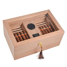 Umidificatore a scatola isolante 100 Cigar Humidor Dispositivo di Raffreddamento Cedar Cigar Idratante Governo Trasparente Tetto Apribile Cigar Box Cigar Governo di Immagazzinaggio Built-in Igrometro