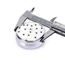 Contenitore rotondo per pillole con triangoli neri sparsi a 3 scomparti, in metallo, per medicina e vitamine, per viaggi all'aperto