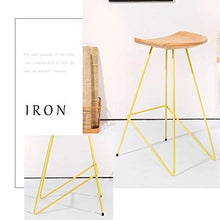 LWW Sgabelli, Legno Sgabelli poggiapiedi pranza le sedie da cucina/Pub/Bar Moderna Semplicità Bar Sgabello Alto Pine seduta gambe giallo metallo, portata massima di carico 100 Kg, Altezza 45/65 /