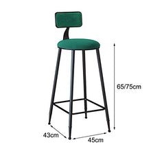 Sgabelli da bar Da Cucina, con Schienale E Cuscino in Velluto di Cotone Gambe E Poggiapiedi in Ferro Sedia da Bancone per Balcone Soggiorno Bar(Color:Verde,Size:75cm)