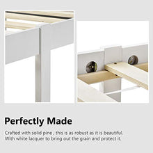 Letto singolo in legno di pino massiccio, con struttura a doghe e testiera, 90 x 190 cm, colore: bianco