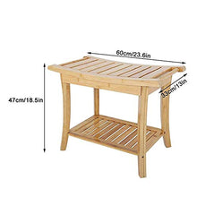 SXJ Sgabello da Bagno in Bambu con Panca Ripiano Portaoggetti Panchina Casa Colore Bamboo Naturale