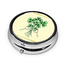 Shamrock Bouquet rotondo pillola contenitore 3 scomparti in metallo medicina caso titolare vitamina organizzatore scatola decorativa per viaggi all'aperto