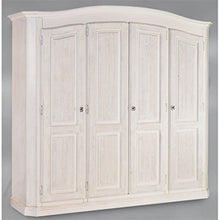 Estea Mobili - ARMADIO 4 ANTE ABETE SPAZZOLATO BIANCO LEGNO MASSELLO L 231 P 63 H 219 - 305-A - come foto