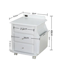 ChengLao - Comodino Comodino Comodino in Legno massello Bianco Armadietti a rotelle universali con cassetto Armadietto di Sicurezza