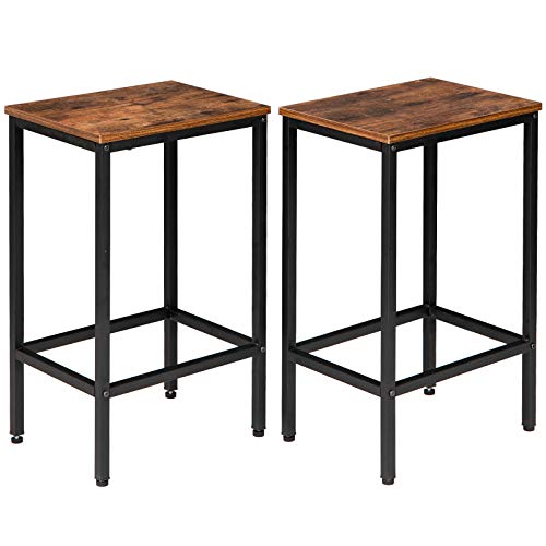 IBUYKE Sgabelli da Bar, Set di 2 Sedie da Bar, Sgabello da Pranzo con Poggiapiedi, per Cucina Soggiorno Stanza da Festa, in Stile Industriale, Marrone Vintage TMJ051H