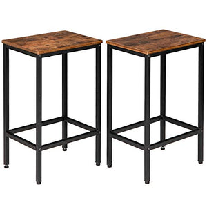 IBUYKE Sgabelli da Bar, Set di 2 Sedie da Bar, Sgabello da Pranzo con Poggiapiedi, per Cucina Soggiorno Stanza da Festa, in Stile Industriale, Marrone Vintage TMJ051H