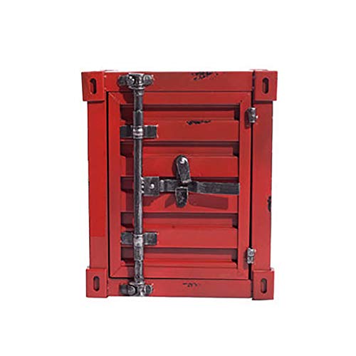 QWERTYUIOP Comodino in Ferro con Contenitore retrò con Serratura Armadietto con Cassetti Cassetto con Cassetti Cassetta di Sicurezza Armadietto in Stile Industriale Ferro Battuto (Rosso)