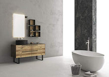 Dafne Italian Design Mobile Bagno Moderno con lavabo a Terra – Castagno Naturale Levigato – Gres porcellanato Amber Spatolato