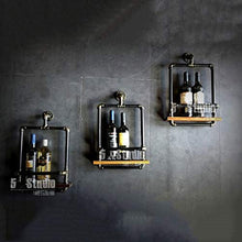 LHQ-HQ Cremagliera del Vino, Tubo di Ferro battuto Loft Parete in Legno massello Vino Rack Vino Appeso Bar Rack, Stand di Esposizione