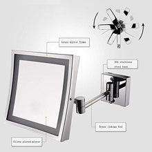 AJH Specchio da Bagno Specchio da Trucco da 8 Pollici a LED Specchio da Trucco Quadrato Specchio da Barba per Bagno Specchio da Trucco Pieghevole in Acciaio Inossidabile