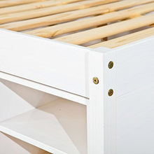 Inter Link Letto matrimoniale con scomparti e cassetti, in vero legno biologico, laccato bianco, larghezza x altezza x profondità: 209 x 48 x 186 cm