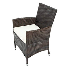 QYLJZB - Set di 7 sedie in rattan per esterni, per cortile, piscina, balcone, giardino, patio, con 6 poltrone singole, 1 tavolo, 6 cuscini (marrone scuro)