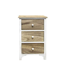 Rebecca Mobili Comodino Cassettiera 3 Cassetti Legno Paulownia Bianco Marrone Vintage Shabby Camera Bagno (cod. RE4460)