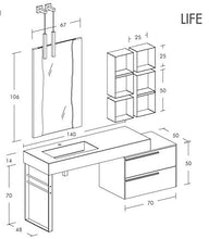 Dafne Italian Design Mobile Bagno Moderno con lavabo a Terra – Castagno Naturale Levigato Gres porcellanato con Vasca Integrata Ardesia Bianca