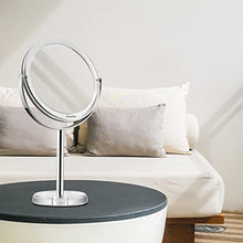 Auxmir Specchio Trucco da Tavolo Bifacciale, Specchio Ingranditore 10X/1X, Specchio da Bagno Rotazione a 360︒ Stile Retrò, Supporto Cromato, Bordo e Piedistallo Trasparente