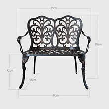 Outdoor furniture Panca da Giardino per Esterni Panca da Giardino in Alluminio pressofuso, poltroncina da Giardino da 33 Pollici per 2 Persone, Sedia in Metallo antiruggine Resistente alle intemperie