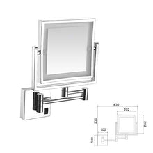 DGYAXIN Specchio da Barba Quadrato da Parete per Bagno, Specchio per Trucco con Caricatore USB Estensibile con luci a LED, Specchio ingranditore 1x / 3X, Ottone,01