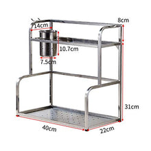 LYM &ripiano di stoccaggio Scaffali da Cucina, scaffale Multifunzione in Acciaio Inossidabile, ripiano for scaffali -2 Strati Scaffale di Finitura