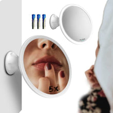 Innoliving Specchio per Trucco Makeup a Batterie INN-804, con Ingrandimento 5X e Luce LED, Specchio Cosmetico Orientabile da 18cm con Ventosa Extra Forte, Specchio antiappannamento
