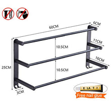 JSONA Portasciugamani Portasciugamani da Bagno a 3 Livelli con Ganci 40CM Spazio Portasciugamani a Parete in Alluminio Portasciugamani Portasciugamani per Cucina Bagno Servizi igienici Hotel Uffic