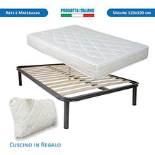 Kit rete e materasso una piazza e mezza 120x190 NORVEGIA più cuscino fiocco di memory, rete una piazza e mezza doghe flessibili 120x190 ortopedica con materasso in schiuma alto 19cm