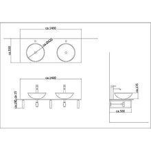 Alpenberger Design Doppio lavabo Ø 42 cm in vetro di sicurezza ESG 12 mm con ripiano in vetro da 140 cm e console in acciaio inox | perfetto per lavabo, solo di ottima qualità