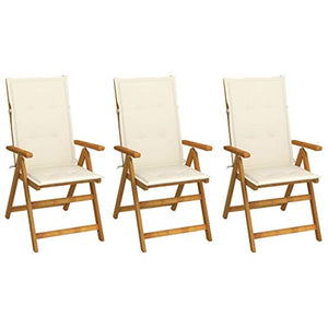 vidaXL Sedie da Giardino Pieghevoli 3 pz con Cuscini Acacia Massello