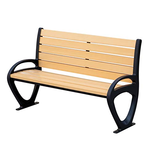 Panca da giardino per esterni poltrona da terrazza, sedile in doghe di legno di plastica resistente alle intemperie telaio in alluminio-ferro antiruggine, panchina da giardino per terrazza