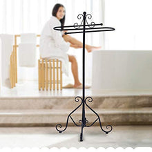 Wing Portasciugamani da Terra Bagno 2 Bracci Metallo Mensole Porta Asciugamani Porta salviette in Ferro battuto, 33 × 33 × 98 cm,Nero